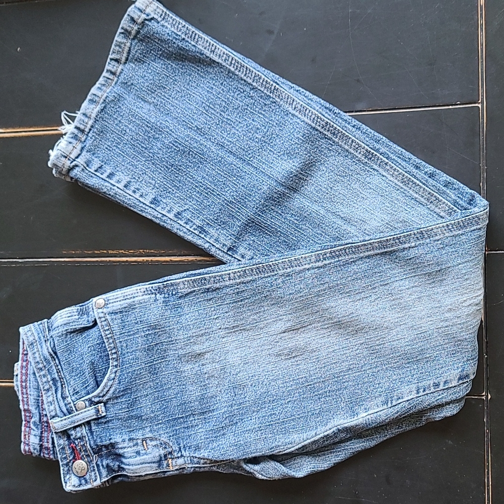 Girls Destructed Wrangler Flared Jeans size 8 Slim